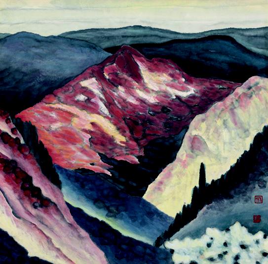 杨佴旻《太行山》47×47cm 2003年作 纸本设色 巴黎当代艺术库藏