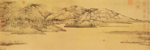 董源　披麻皴起,峰峦叠翠得天真